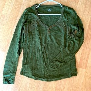 Women’s Horny Toad Forest Green Henley Long Sleeve Shirt Size Medium